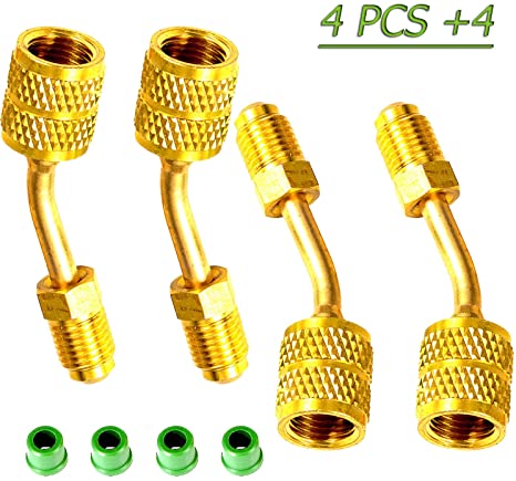 BingSnow 4 Pcs R410a Adapter, 5/16" Female Quick Couplers to 1/4" Male Flare for Mini Split HVAC System