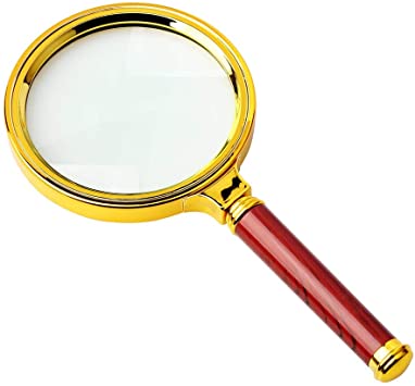 nuoshen Retro Handheld Magnifier, 10x Magnifying Glass Antique Magnifying Lens for Reading,Repair,Observation,Handicraft Making (80mm Diameter)