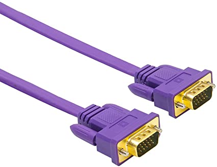 DTECH 65ft Extra Long Thin VGA Cable Male to Male 15 Pin Connector Flat Video SVGA Cord for Computer to Monitor Projector (20 Meter, Purple)