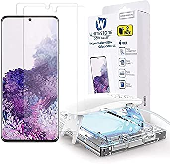 Galaxy S20 Plus Screen Protector [Dome Glass] Full HD Clear 3D Curved Edge Tempered Glass [Top Solution for Ultrasonic Fingerprint] Installation Tray by Whitestone - Two Pack