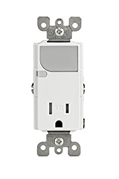 Leviton T6525-W 15-Amp 125V AC Combination Decora Tamper Resistant Receptacle with LED Guide Light, White