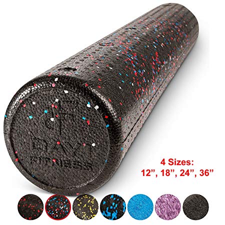 High Density Muscle Foam Rollers by Day 1 Fitness - 4 Sizes (12,18,24,36) & 7 Colors - Sports Massage Rollers for Stretching, Physical Therapy, Deep Tissue and Myofascial Release - Ideal for Exercise and Pain Relief