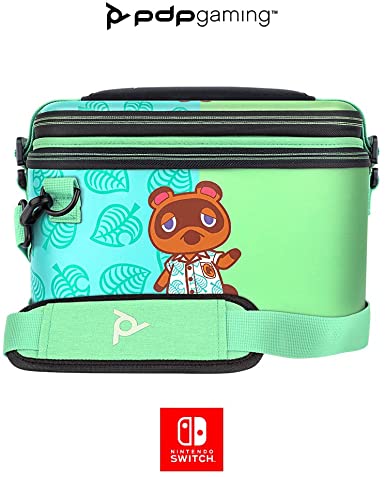 PDP Gaming Officially Licensed Switch Pull-N-Go Travel Case: 2-in-1 with Built-in Console Stand & Interchangeable Compartments: Animal Crossing Tom Nook