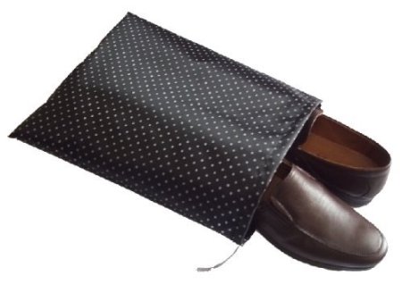 FashionBoutique waterproof Nylon shoe bags- Set of 4 high quality travel friends (Blak and white(Polka dot pattern))