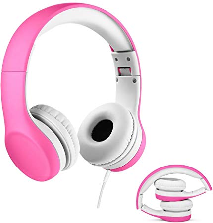 Volume Limit Kids Headphone - Kids Headphone Sharing Function for Children Boys Girls Volume Limited Hearing Protection Foldable Lightweight, Food Grade Material Leather Pad