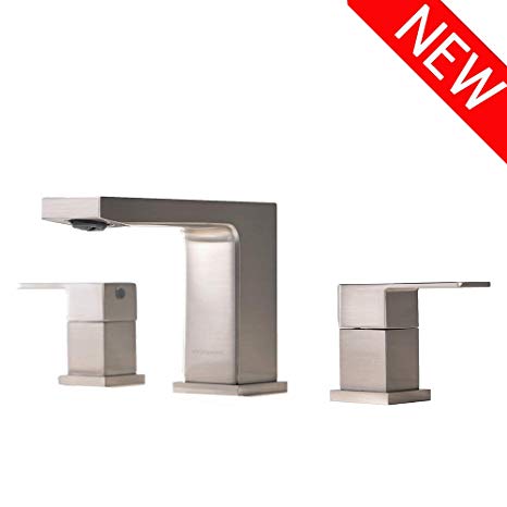 VCCUCINE Best Commercial Lead Free 3 Holes Two Handles Lavatory Vanity Sink Widespread Brushed Nickel Bathroom Faucet, Bathroom Sink Faucet With Hoses