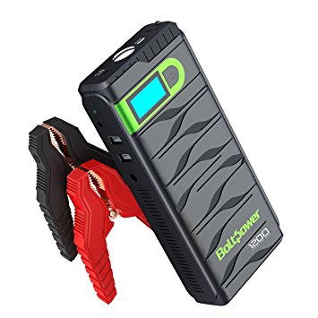 Bolt Power N02 1200 Amp Peak 12-Volt Car Battery Jump Starter for Light-Duty / Heavy-Duty Trucks, SUV, Compact / Mid-Size Cars, Motorcycle with Quick Charge 3.0 Portable Charger Power Pack