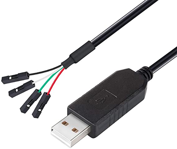 DTECH USB to TTL Serial 3.3V Adapter Cable TX RX Signal 4 Pin 0.1 inch Pitch Female Socket PL2303 Prolific Chip Windows 10 8 7 XP Vista (6ft, Black)