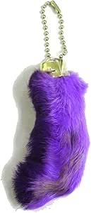 6 Pieces of NOVELTEES Purple Color Novelty Real Rabbit Foot Key Chains