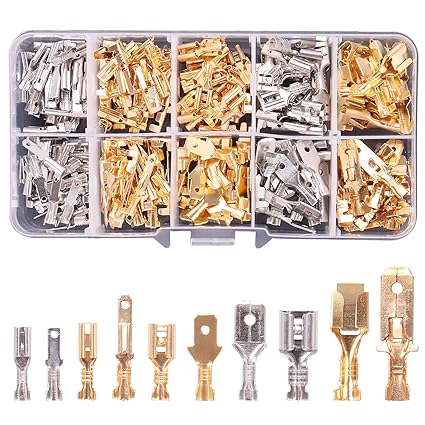 Kinstecks 210PCS 2.8mm 4.8mm 6.3mm Wire Spade Connector Male and Female Quick Splice Wire Crimp Terminal Block Assortment Kit for DIY Electrical Motorcycle Vehicle Boat