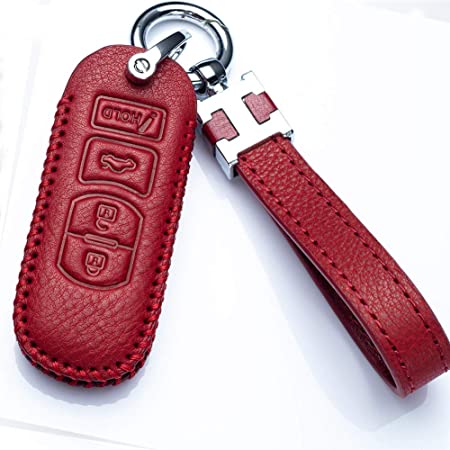Jazzshion Leather Smart Key Cover Case Jacket Protector Holder for 2017 Mazda 3 6 Miata MX5 CX-5 CX-7 CX-9 SPEED3 4 Buttons Smart Key Fob Remote