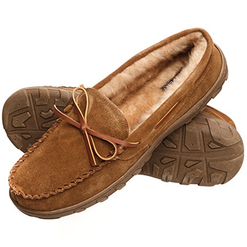 Rockport Men's Memory Foam Plush Suede Slip On Indoor/Outdoor Moccasin Slipper Shoe