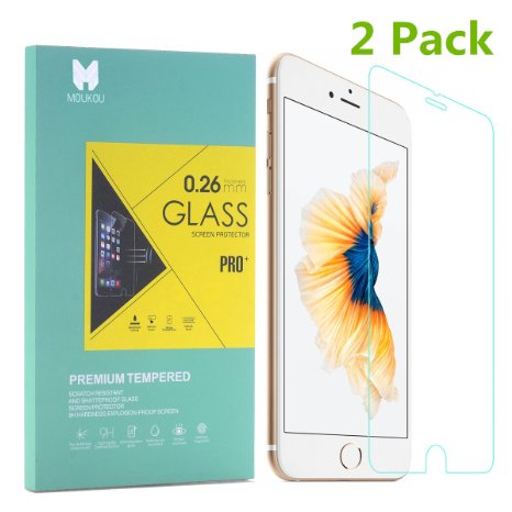 MouKou iPhone 6 Plus Screen Protector Tempered Glass Screen Protectors 2-Pack Rounded Edges for iPhone 6 Plus 55
