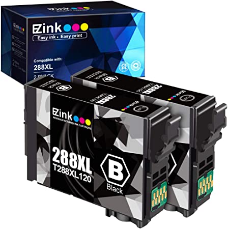 E-Z Ink (TM) Remanufactured Ink Cartridge Replacement for Epson 288 288XL T288XL High Yield to use with Expression Home XP-440 XP-446 XP-330 XP-340 XP-430 XP-434 Printer (2 Black)