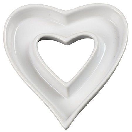 Ivy Lane Design Ceramic Love Letter Dish, Heart Shape, White