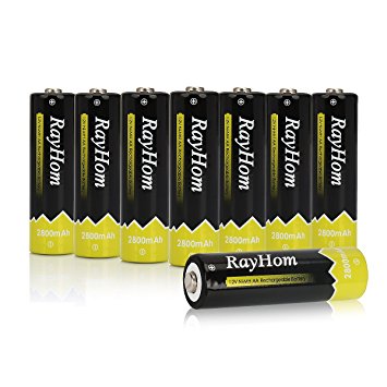 RayHom AA Rechargeable Batteries 2800mAh Ni-MH Battery (8 Pack)