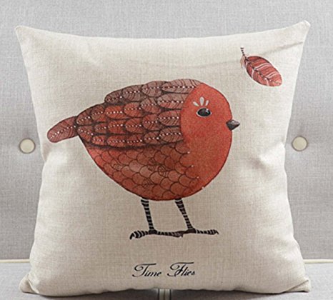 Cotton Linen Throw Pillow Case Cushion Cover Home Decorative Red Bird 18 X 18 Inch ¡­