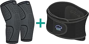 Modvel 2 Pack Knee Brace & Back Brace Support for Men & Women Immediate Relief from Back Pain, Herniated Disc, Sciatica, Scoliosis knee brace for Meniscus Tear, ACL, Arthritis, Joint Pain Relief.