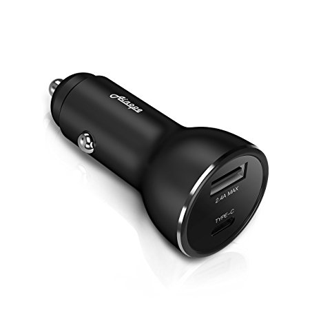 USB-C PD Car Charger, Metal Dual Car Adapter with Power Delivery Tech Quick Charging 3.0 for iPhone X/ 8/ 7/ 6s/ Plus, iPad Air 2/ mini 3, Galaxy S8 S7 S6 Edge, Note 8/ 5/ 4, LG/ G6/ V20, HTC- Black