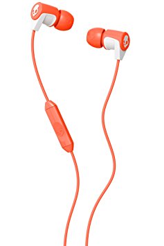 Skullcandy SCS2RFGY-436 Riff 2015 In-Ear Headphone with In-Line Microphone-Coral/White