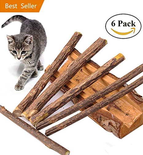 Matatabi Sticks, 6 PCS Dental Stick Natural Dental Care Catnip Sticks Toys Chew for Teeth Cleaning, Indoor Cat Toy for Healthy Teeth