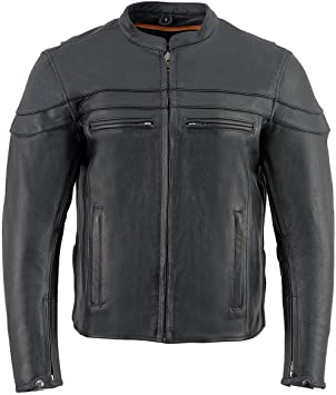 Milwaukee Leather Men's Sporty Scooter Crossover Leather Jacket (Black, Large)