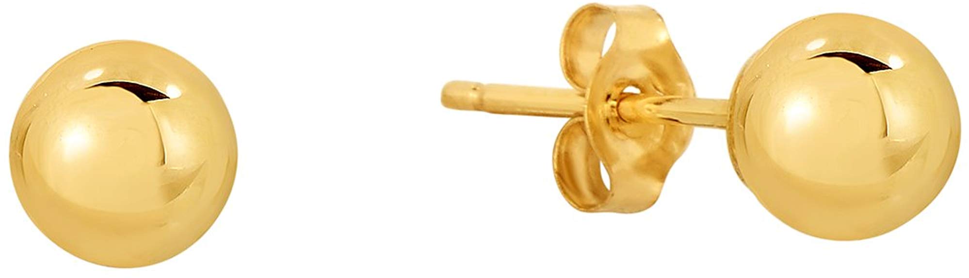 14k Yellow Gold Ball Stud Earring with Gold Butterfly Pushbacks