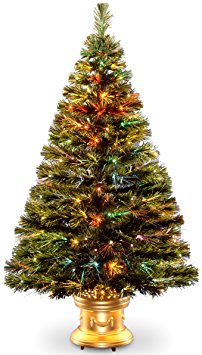 National Tree 48 Inch Fiber Optic Radiance Fireworks Tree with Gold Top Star in Gold Base (SZRX7-100L-48)