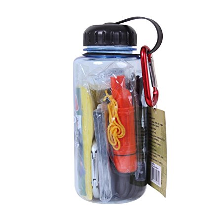 Rothco Water Bottle/Survival Kit, Blue