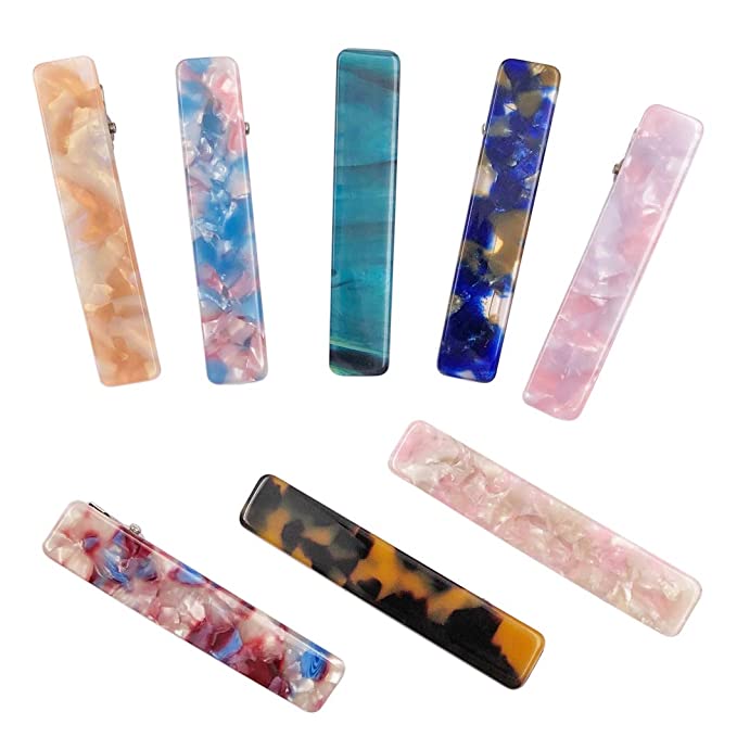 Duckbill Clips Acrylic Resin Alligator Hair Clips Crocodile Leopard Print Hair Barrettes for women Styling Hairdressing (Multicolor 8Pcs)