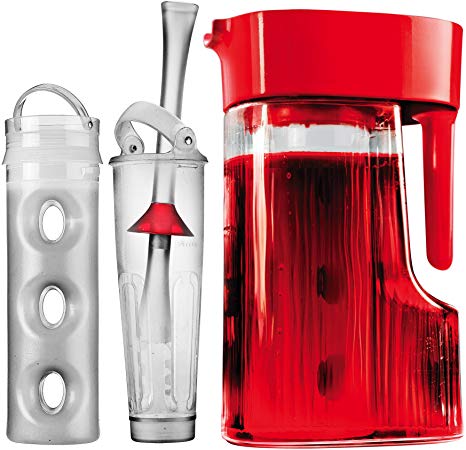Primula Flavor Now 2.7-Quart Pitcher with Instant Infuser, Flavor Wand and Chill Core, Cherry