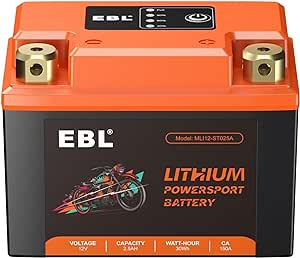 EBL Lithium Motorcycle Battery LiFePO4 YTX4L-BS 12V 2.5Ah 150A Powersports Battery YTX5L-BS Compatible ATV, UTV, Jet Ski, Quad, Lawn Mower, Tractor, Scooter, Motocross