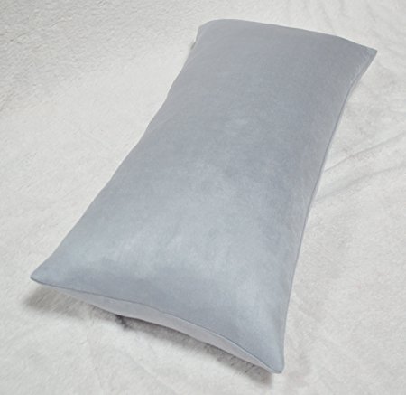 Creative Luxury Faux Suede Body Pillow Cover with Hidden Zipper 20 By 54, Silver