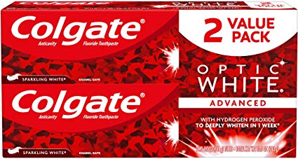 Colgate Optic White Whitening Toothpaste, Sparkling Mint - 5 oz, 2 Pack