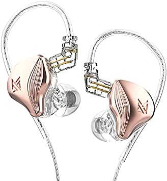 Linsoul KZ ZEX Electret Electrostatic Driver Dynamic Driver Dual Hybrid Driver HiFi in Ear Earphone with Detachable 0.75mm 2Pin Silver-Plated Cable (Without Mic, Rose Gold)