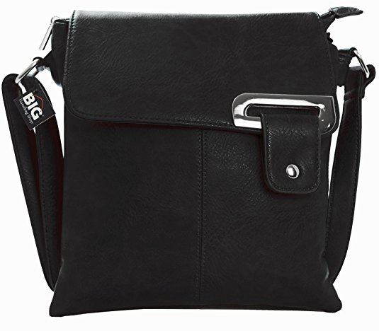 Big Handbag Shop Womens Medium Trendy Messenger Cross Body Shoulder Bag With a Branded Protective Storage Bag and Charm