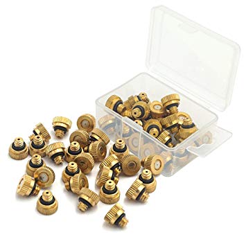 Sywon 40 Pack Brass Misting Nozzles Replacement Heads for Garden Patio Lawn Landscaping Dust Control and Outdoor Cooling Mister System, 10/24 UNC
