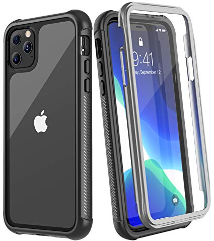Eonfine Designed for iPhone 11 Pro Max Case, Full-Body Heavy Duty Protection with Built-in Screen Protector Rugged Armor Shockproof Cover for iPhone 11 Pro Max 6.5 Inch 2019 Release(Black/Clear)