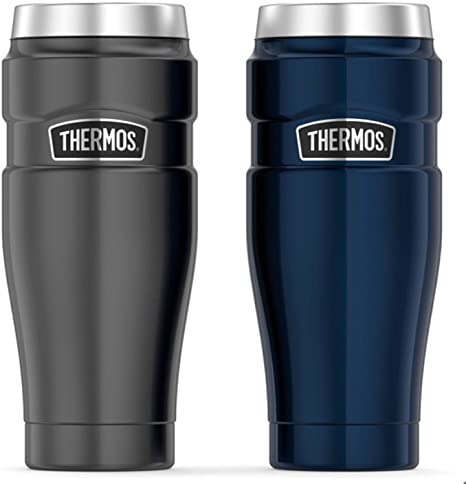 Thermos Stainless Steel King Travel Tumbler, 2-Pack Blue and Silver