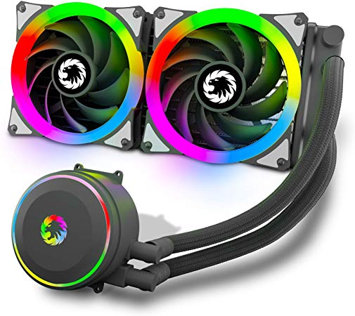 Liquid Cooler All-in-One, Performance Dual Addressable RGB Fans with Software Control, GAMEMAX ICEBERG-240-RAINBOW