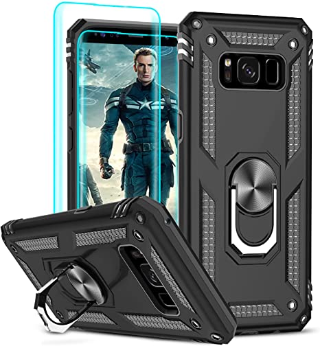 LeYi Compatible for Samsung Galaxy S8 Case [Not Fit S8 Plus], Samsung S8 Case with [2 PCS] 3D Curved Screen Protector & Camera Lens Protector, Military-Grade Kickstand Phone Case for Galaxy S8, Black