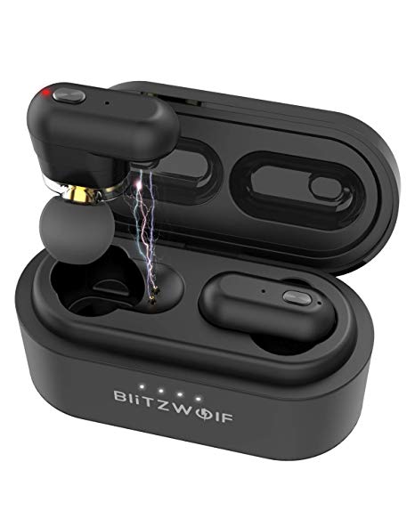 Wireless Earbuds, BlitzWolf Dual Dynamic Drivers Bluetooth 5.0 Wireless Headphones TWS Earbuds with Charging Case 3D Stereo Sound Auto Pairing In Ear Bluetooth Headphones for iPhone Android with Mic