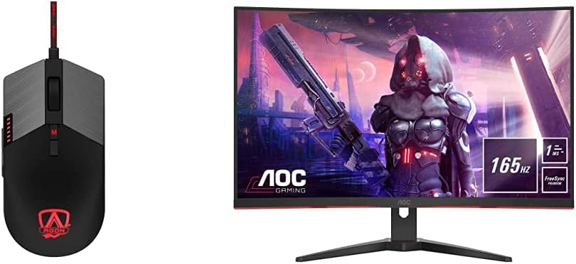 AOC AGON AGM700 Gaming Mouse 16,000 DPI Omron Switches RGB Effects Adjustable DPI weight Gaming CU34G2X 34 Inch WQHD Curved Monitor, 144Hz, 1 ms, AMD FreeSync, Height Adjust, USB Hub