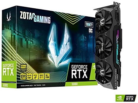 ZOTAC Gaming GeForce RTX 3080 Trinity OC LHR 10GB GDDR6X 320-bit 19 Gbps PCIE 4.0 Gaming Graphics Card, IceStorm 2.0 Advanced Cooling, Spectra 2.0 RGB Lighting, ZT-A30800J-10PLHR