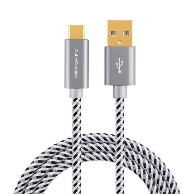 USB Type C Cable, CableCreation 1.6FT Braided Type C (USB-C) to standard USB A Cable for Nexus 5X/6P, OnePlus, LG G5, the New Macbook 12-inch, Google ChromeBook Pixel, Lumia 950/950XL & More, Gray[New Version 56K Ohm Resistance]