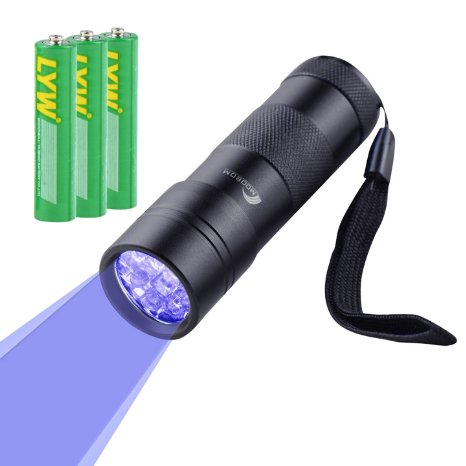 MOOBOM 12 LED UV Torch Violet Electric Flashlight Pets Ultra Blacklight LED Spot Pet Urine Detector Dog Cat Stain Remover Fluorescent Whitening Agents Detector Find Dry Stains on Carpets Rugs Curtains Fabrics Currency