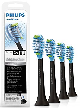 Philips Sonicare AdaptiveClean Black Brush Heads - 4 Pack (Recommended with DiamondClean & FlexCare Platinum)