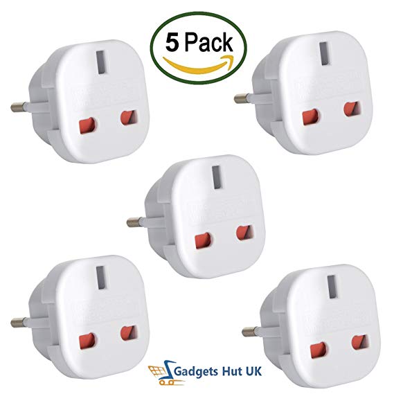 Gadgets Hut UK - 5 x UK to EU Europe European Travel Adapter suitable for France, Germany, Spain, Egypt, China - Refer to Product description for Country list