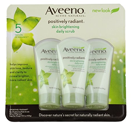 Aveeno Skin Brightening Daily Scrub, 5-Ounce Tubes (Pack of 3)