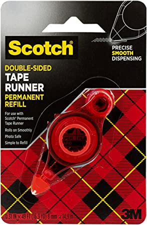 Scotch Double Sided Adhesive Tape Runner Permanent Refill, Photo Safe, 0.31 x 49 Feet (6055-R)